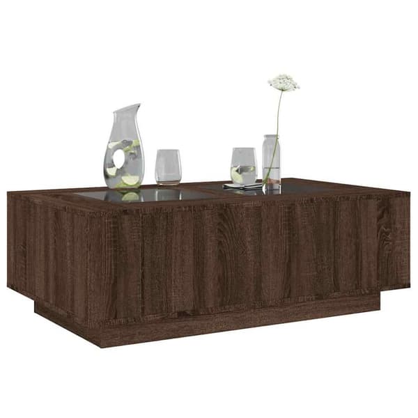 vidaXL sofabord med Infinity LED-lys 116x69x40 cm brun egetræsfarve