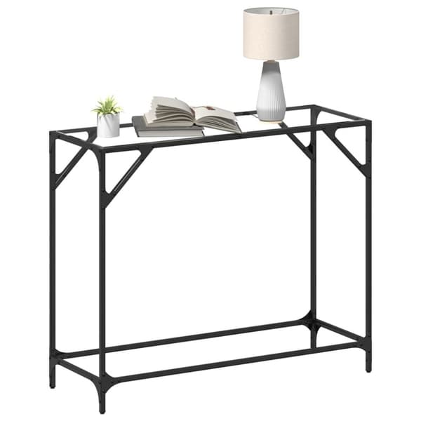 vidaXL Konsolbord med transparent glasskiva 98x35x81 cm stål