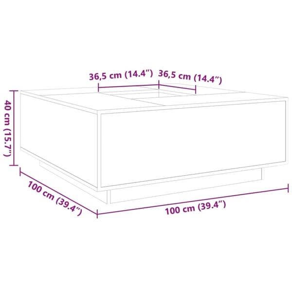 vidaXL Soffbord svart 100x100x40 cm konstruerat trä