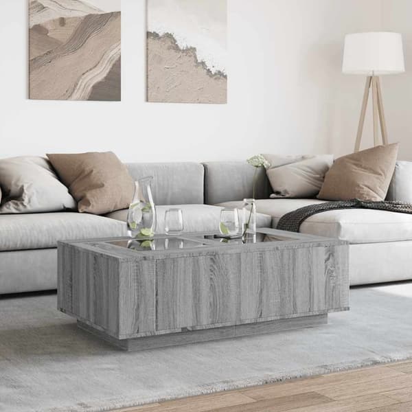 vidaXL sohvapöytä Infinity LED-valoilla harmaa Sonoma 116x69x40 cm