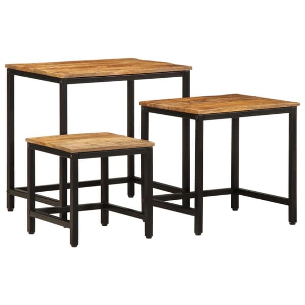 vidaXL Stablebare sidebord 3 stk grovt heltre mangotre