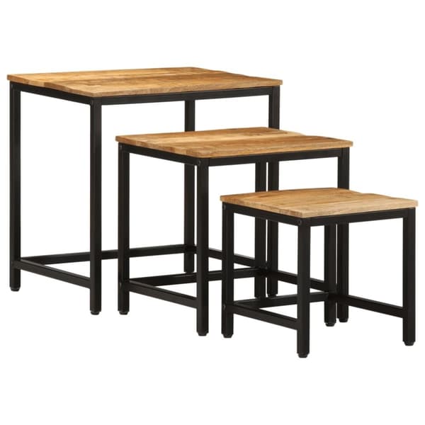 vidaXL Stablebare sidebord 3 stk grovt heltre mangotre