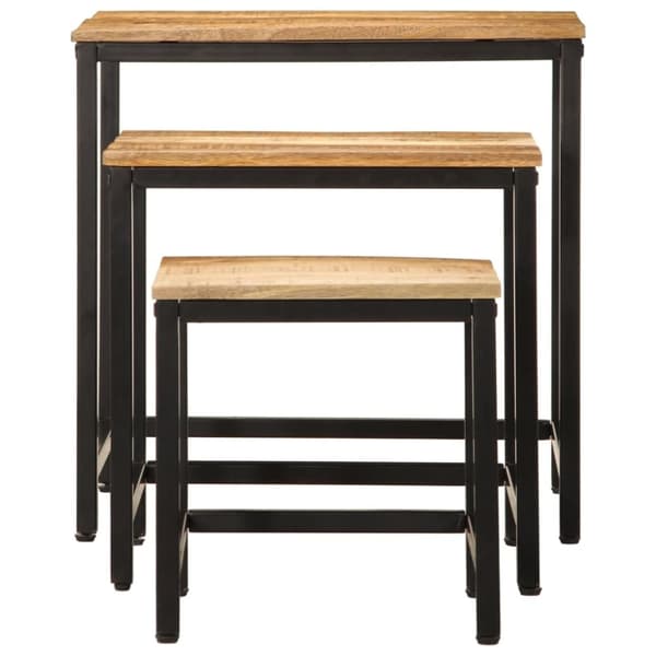 vidaXL Stablebare sidebord 3 stk grovt heltre mangotre