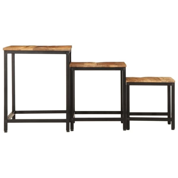 vidaXL Stablebare sidebord 3 stk grovt heltre mangotre