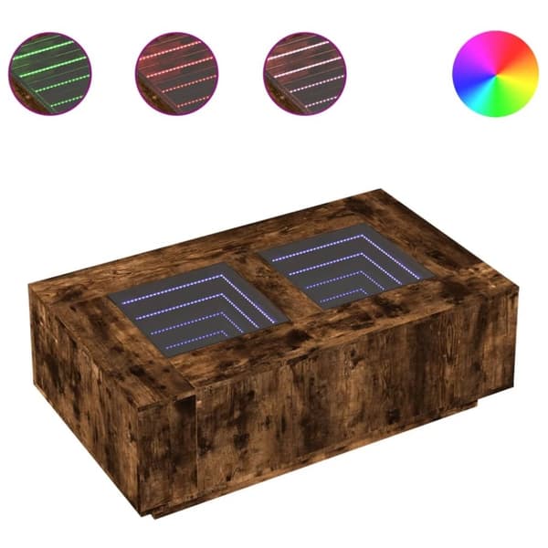 vidaXL sofabord med Infinity LED-lys 116x69x40 cm røget egetræsfarve