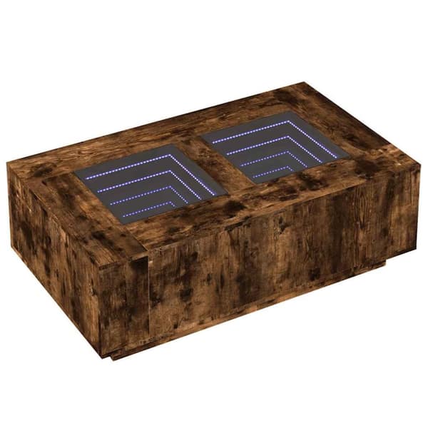 vidaXL sofabord med Infinity LED-lys 116x69x40 cm røget egetræsfarve