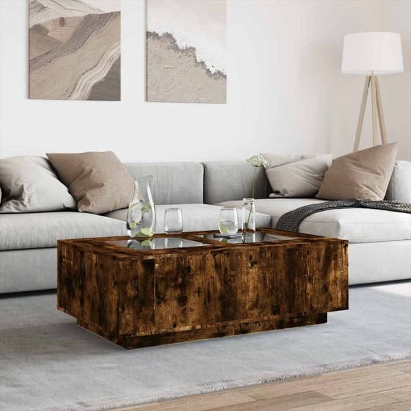 vidaXL sofabord med Infinity LED-lys 116x69x40 cm røget egetræsfarve