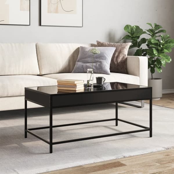 vidaXL sohvapöytä Infinity LED-valoilla musta 90x50x41 cm