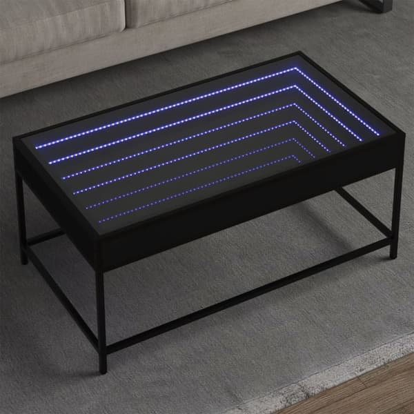 vidaXL sohvapöytä Infinity LED-valoilla musta 90x50x41 cm
