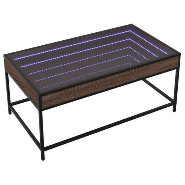 vidaXL sohvapöytä Infinity LED-valoilla ruskea tammi 90x50x41 cm