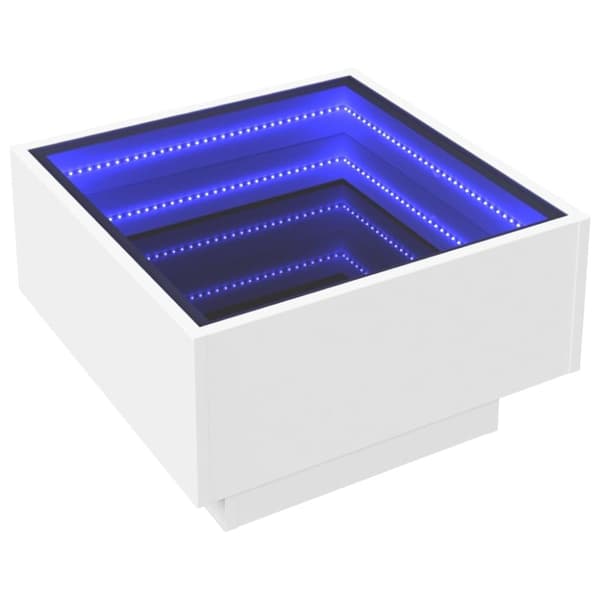 vidaXL sofabord med LED-lys 50x50x30 cm konstrueret træ hvid