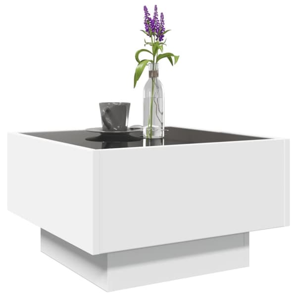 vidaXL sofabord med LED-lys 50x50x30 cm konstrueret træ hvid