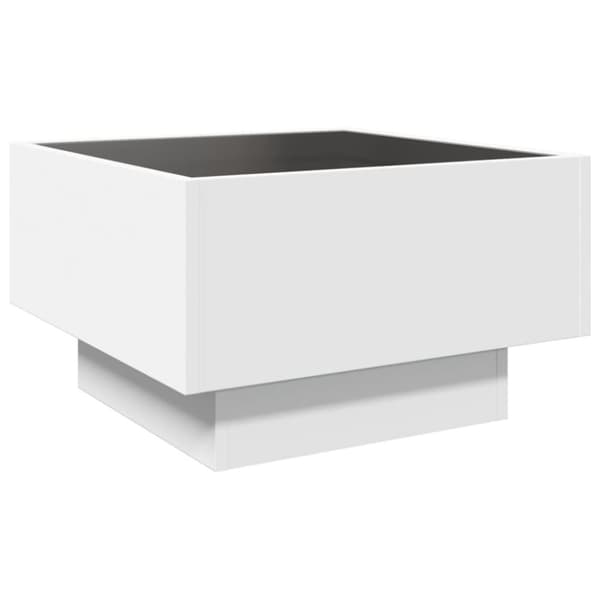 vidaXL sofabord med LED-lys 50x50x30 cm konstrueret træ hvid