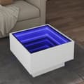 Miniatyrbillede 2 af 11: vidaXL sofabord med LED-lys 50x50x30 cm konstrueret træ hvid