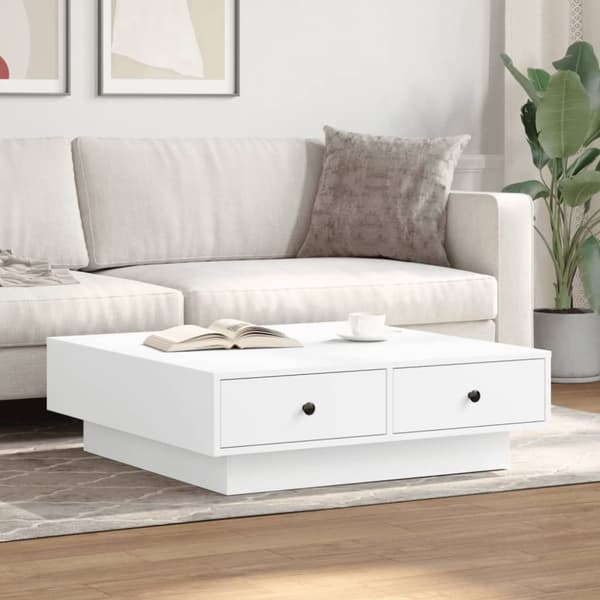 vidaXL Soffbord vit 90x90x28 cm konstruerat trä