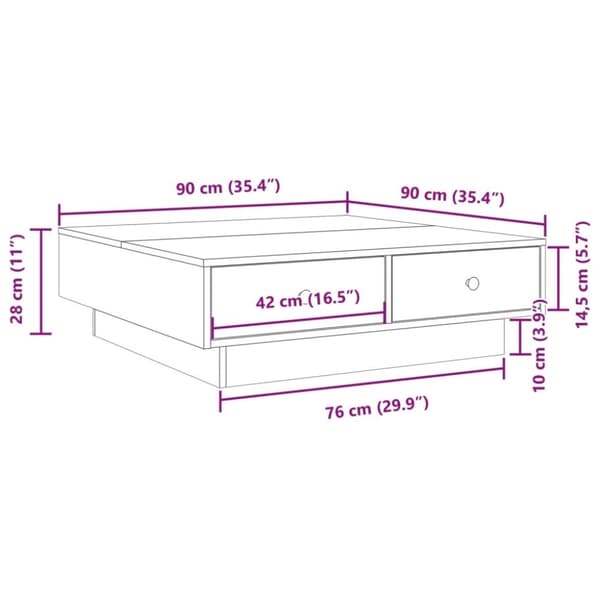 vidaXL Soffbord vit 90x90x28 cm konstruerat trä
