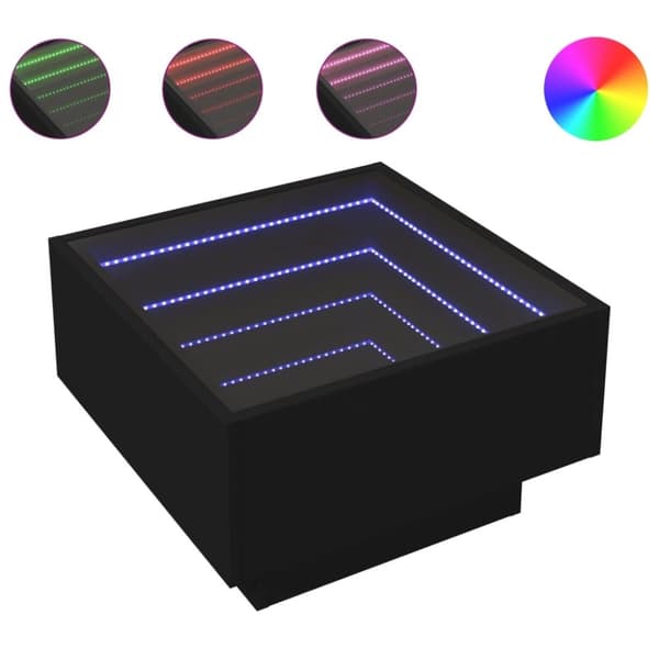 vidaXL Soffbord med LEDs svart 50x50x30 cm konstruerat trä