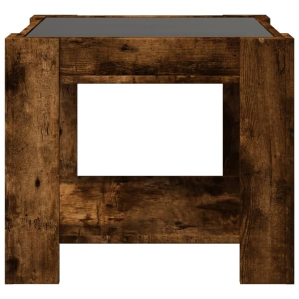 vidaXL Salongbord med LED røkt eik 53x53x45 cm konstruert tre