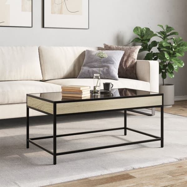 vidaXL sofabord med Infinity LED-lys 90x50x41 cm sonoma-eg