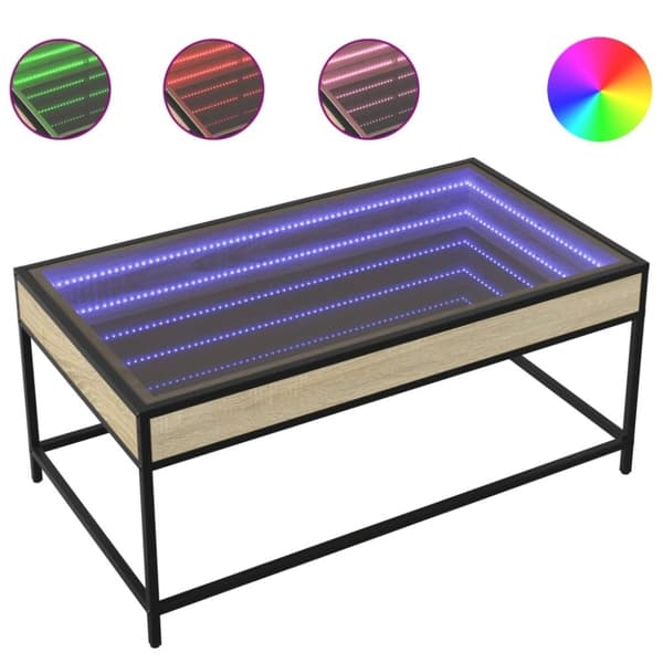 vidaXL sofabord med Infinity LED-lys 90x50x41 cm sonoma-eg