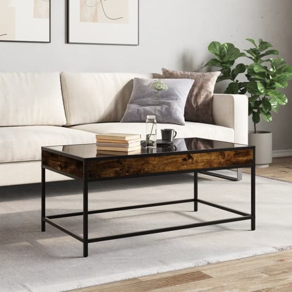 vidaXL sohvapöytä Infinity LED-valoilla savutammi 90x50x41 cm