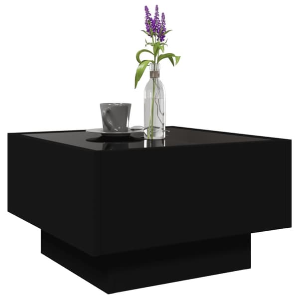 vidaXL sofabord med LED-lys 50x50x30 cm konstrueret træ sort
