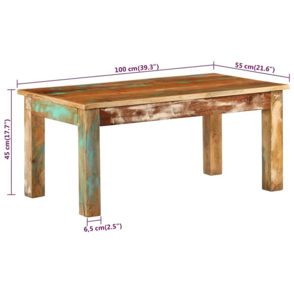 vidaXL sofabord 100x55x45 cm massivt genbrugstræ