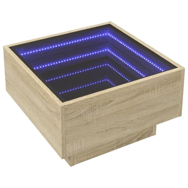 vidaXL Salongbord med LED sonoma eik 50x50x30 cm konstruert tre