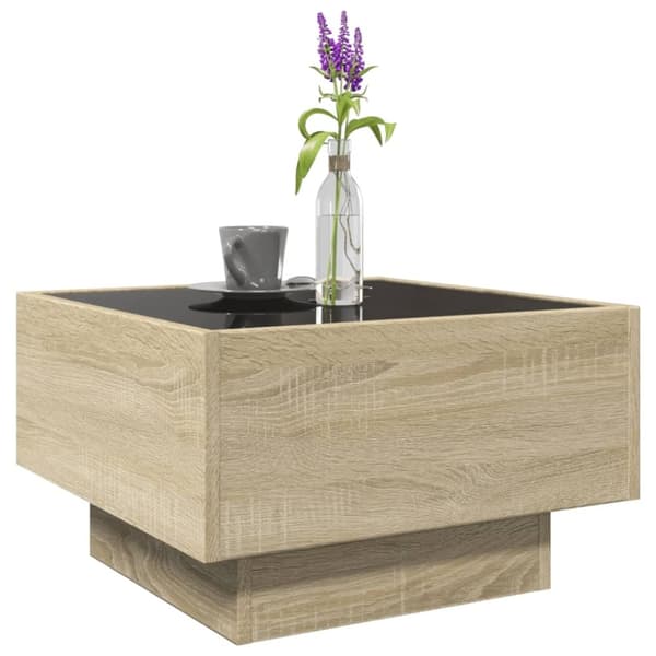 vidaXL Salongbord med LED sonoma eik 50x50x30 cm konstruert tre