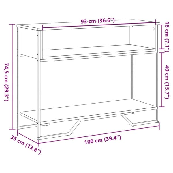 vidaXL Konsolipöytä ruskea tammi 100x35x74,5 cm tekninen puu