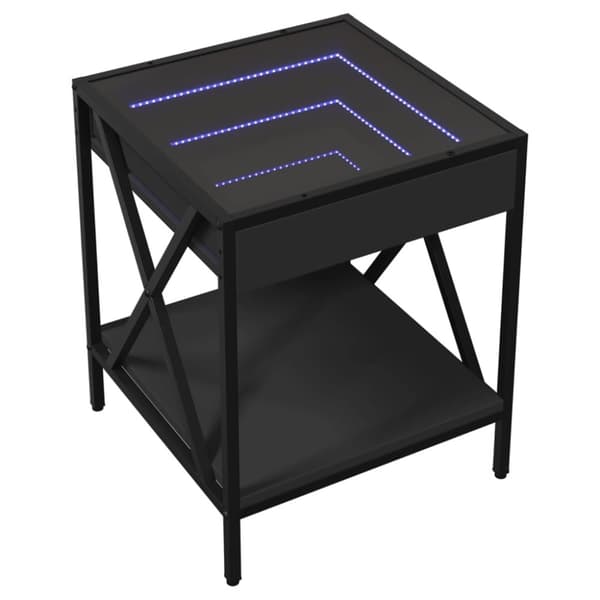 vidaXL sofabord med Infinity LED-lys 40x40x49 cm sort