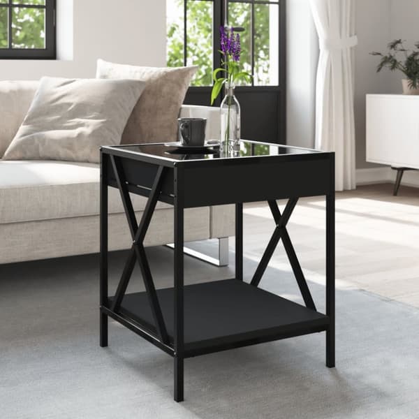 vidaXL sofabord med Infinity LED-lys 40x40x49 cm sort