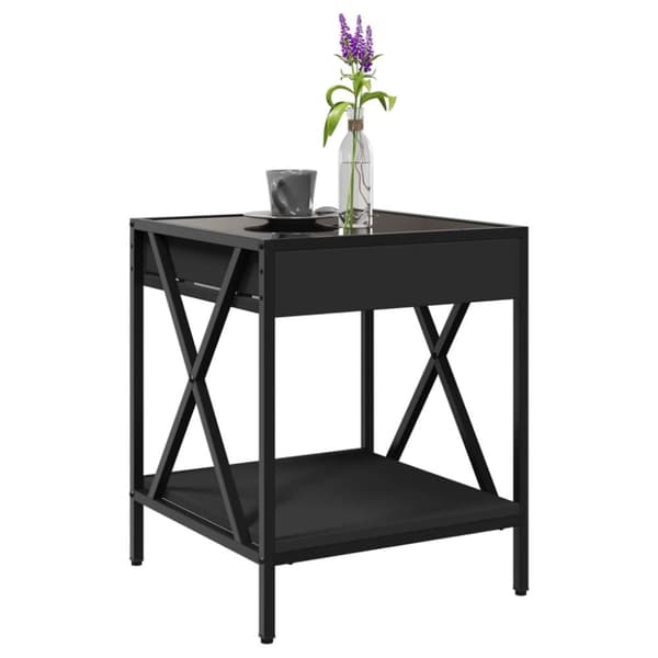 vidaXL sofabord med Infinity LED-lys 40x40x49 cm sort
