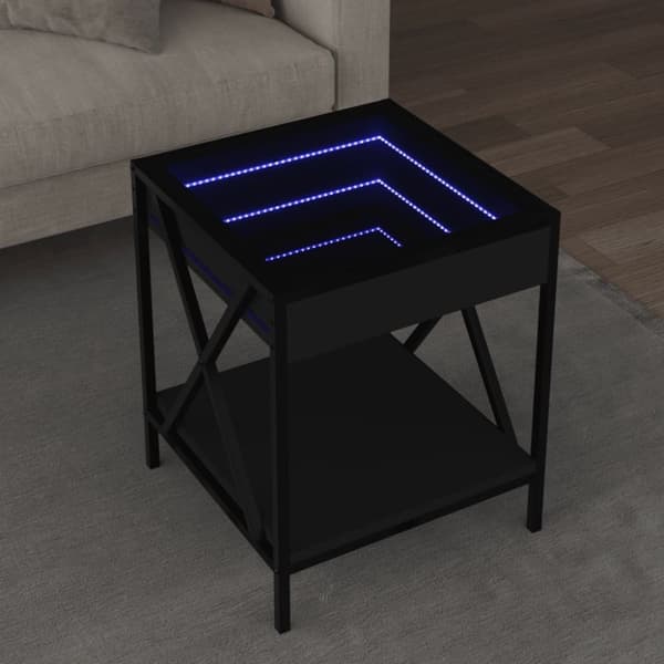 vidaXL sofabord med Infinity LED-lys 40x40x49 cm sort