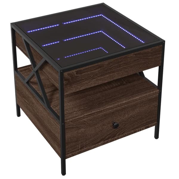 vidaXL sofabord med Infinity LED-lys 50x50x51 cm brun egetræsfarve