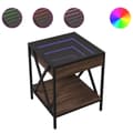 Miniatyrbild 3 av 11: vidaXL Soffbord med Infinity LEDs brun ek 40x40x49 cm