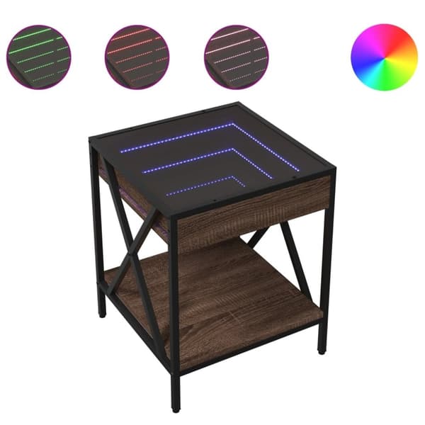 vidaXL Soffbord med Infinity LEDs brun ek 40x40x49 cm
