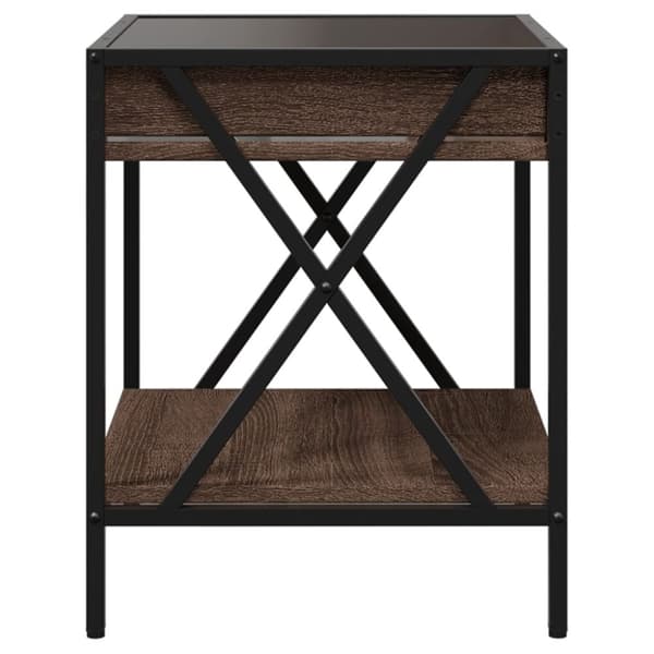 vidaXL Soffbord med Infinity LEDs brun ek 40x40x49 cm