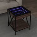 Miniatyrbild 2 av 11: vidaXL Soffbord med Infinity LEDs brun ek 40x40x49 cm