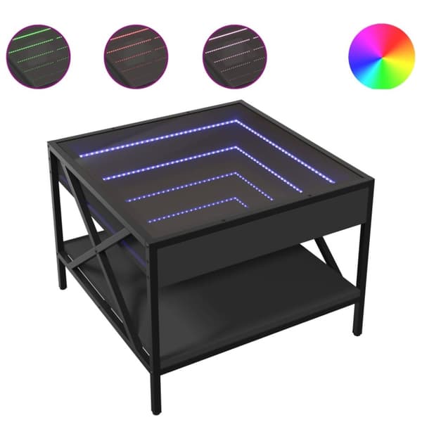 vidaXL Salongbord med Infinity LED svart 50x50x38 cm