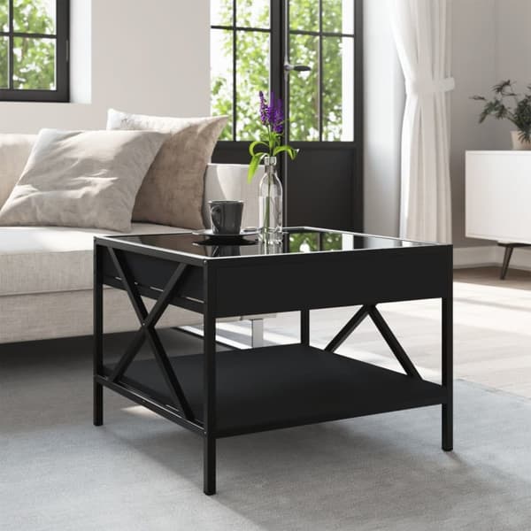 vidaXL Salongbord med Infinity LED svart 50x50x38 cm