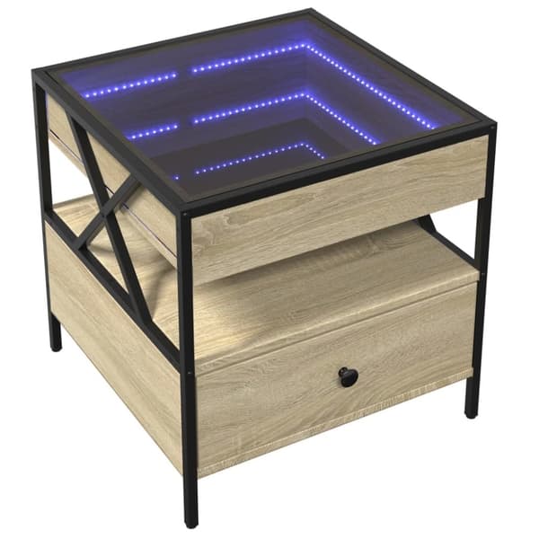 vidaXL Salongbord med Infinity LED sonoma eik 50x50x51 cm