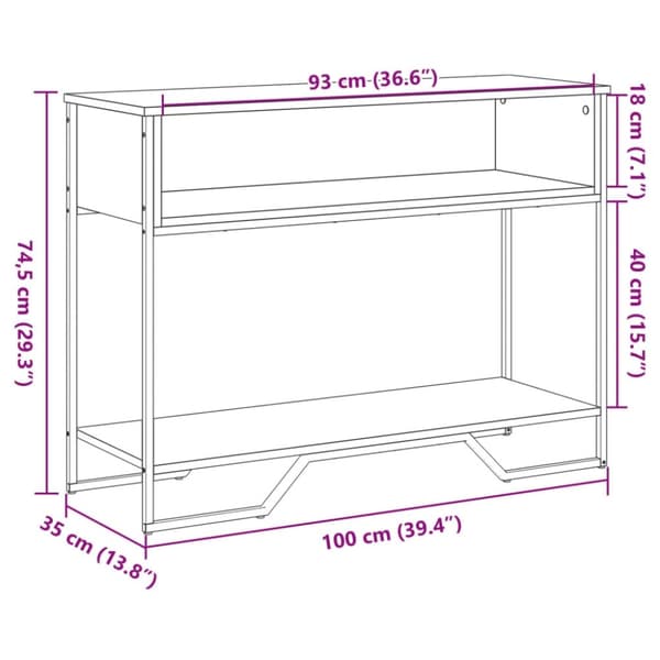 vidaXL Konsollbord svart 100x35x74,5 cm konstruert tre