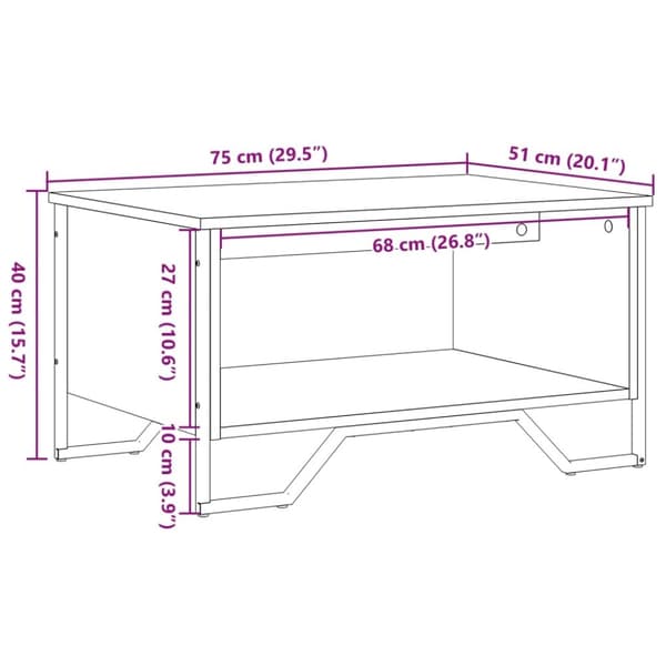 vidaXL Soffbord svart 75x51x40 cm konstruerat trä