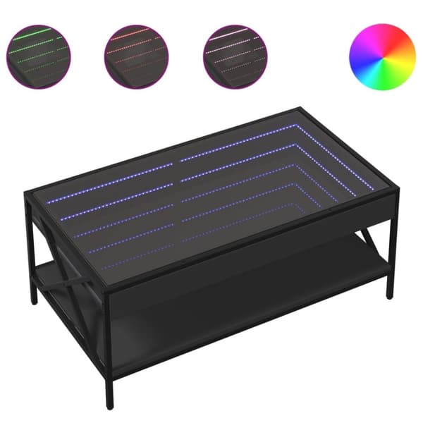 vidaXL Salongbord med Infinity LED svart 90x50x38 cm