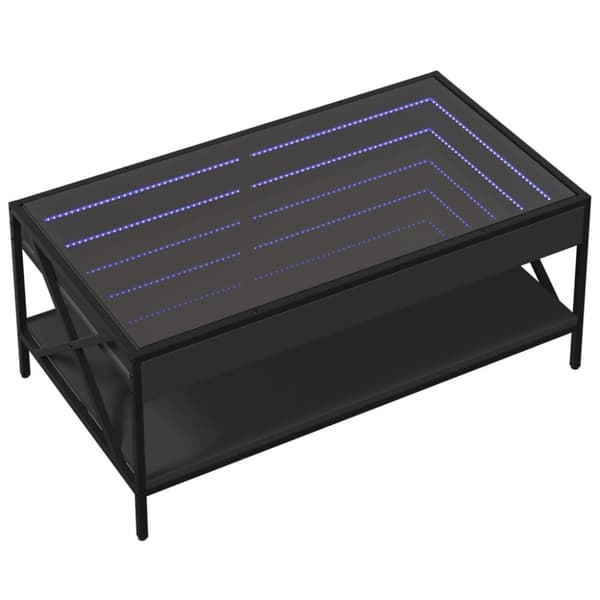 vidaXL Salongbord med Infinity LED svart 90x50x38 cm