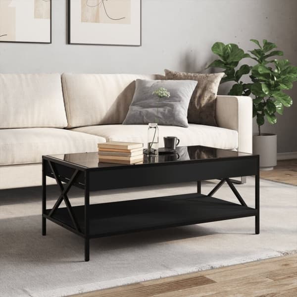vidaXL Salongbord med Infinity LED svart 90x50x38 cm