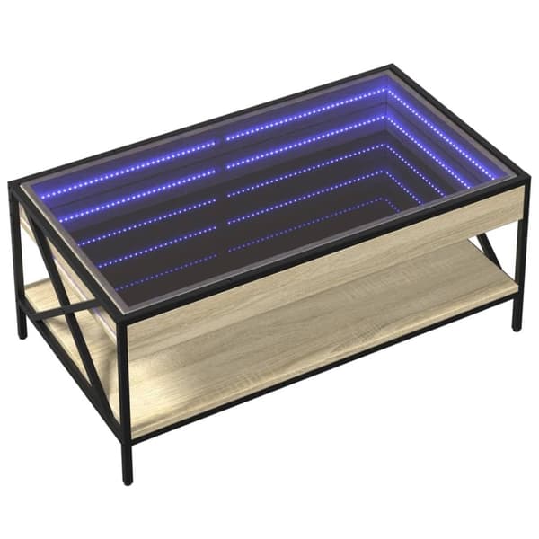 vidaXL Soffbord med Infinity LEDs sonoma-ek 90x50x38 cm