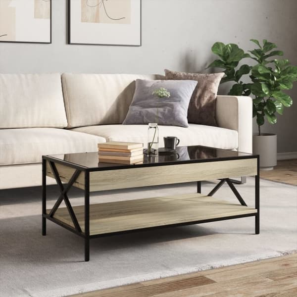 vidaXL Soffbord med Infinity LEDs sonoma-ek 90x50x38 cm