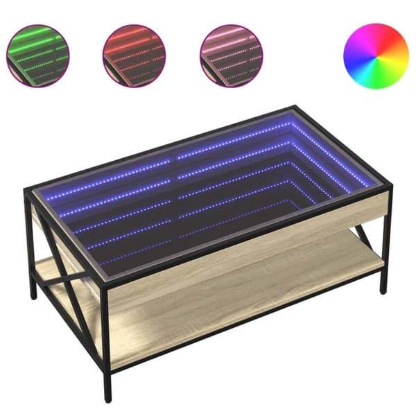 vidaXL Salongbord med Infinity LED sonoma eik 90x50x38 cm